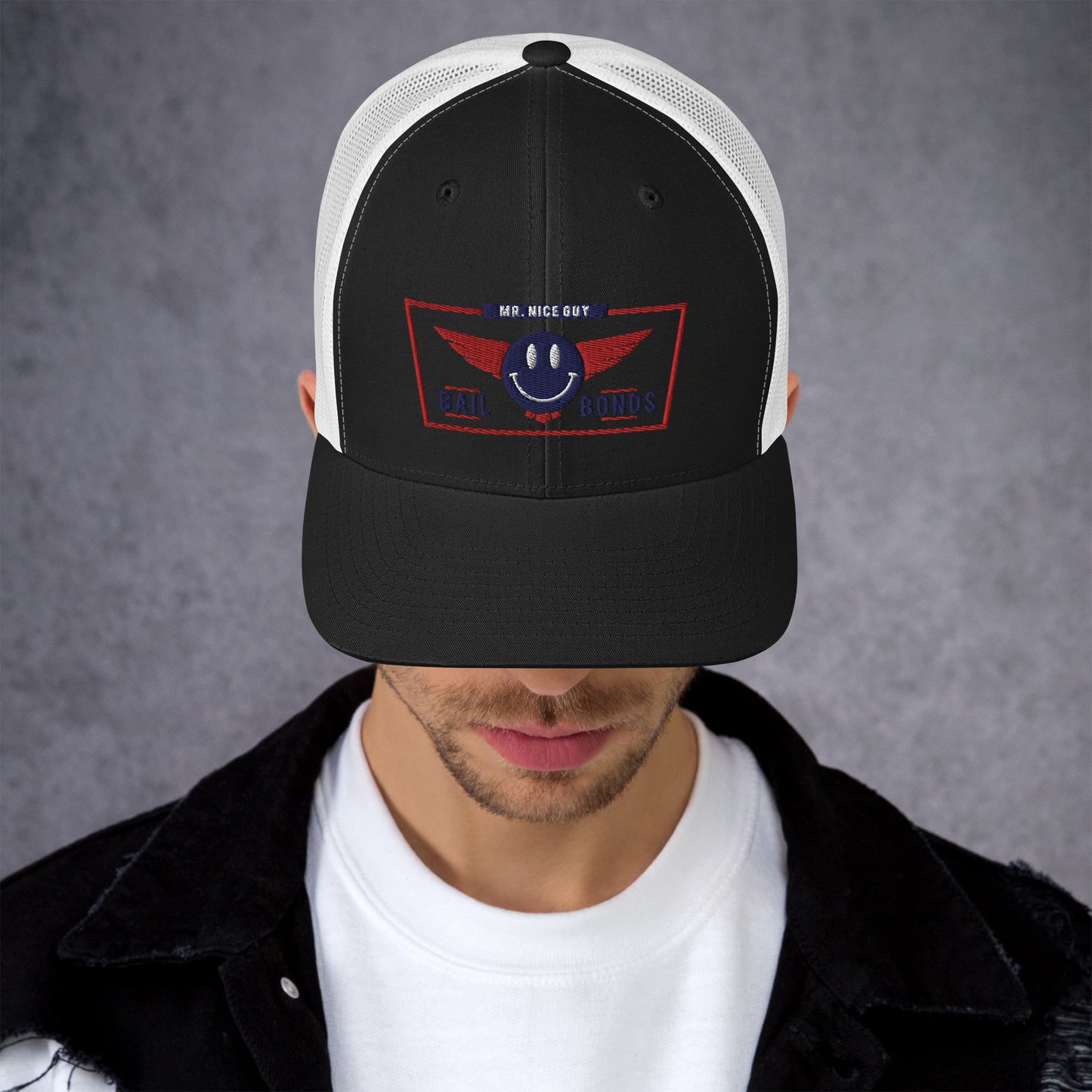 red white blue wings logo Trucker Cap