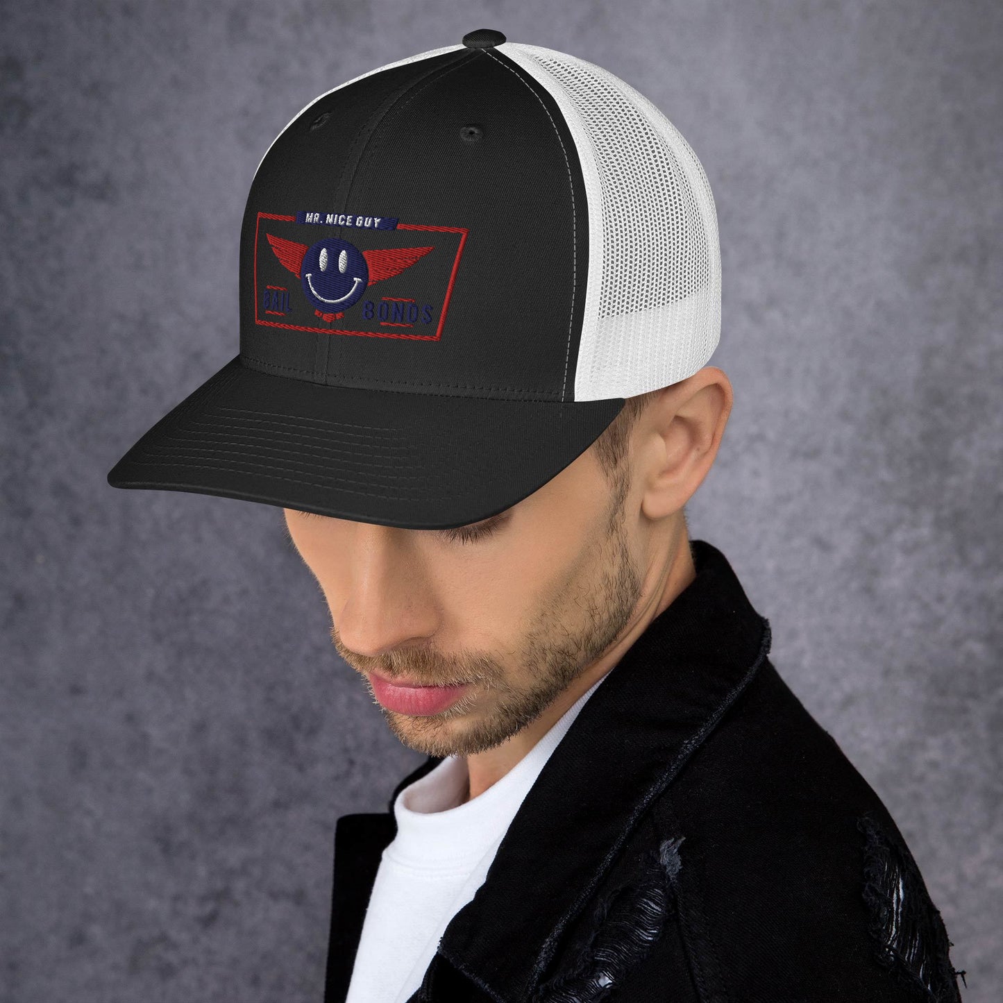 red white blue wings logo Trucker Cap