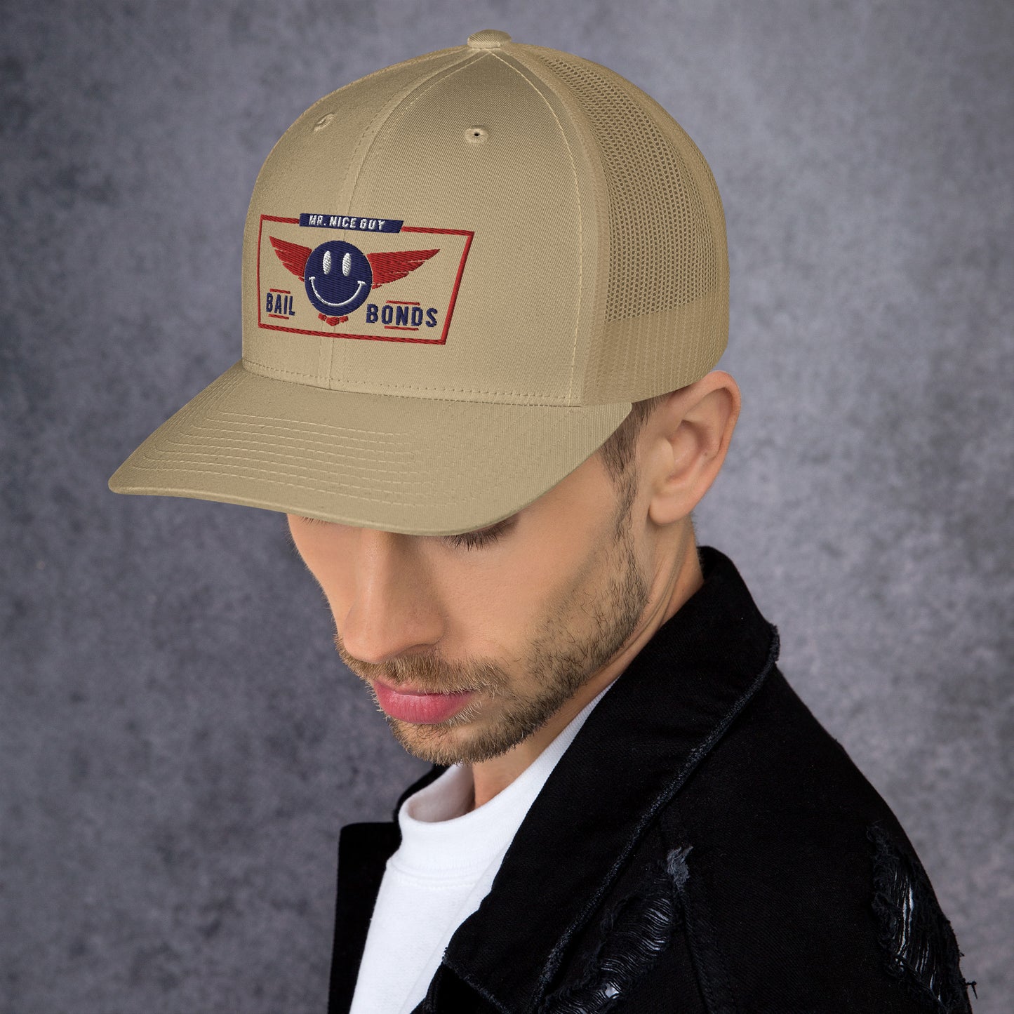 red white blue wings logo Trucker Cap
