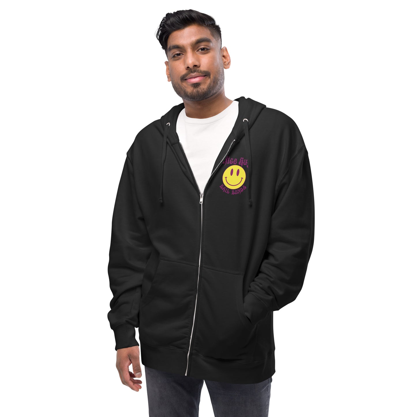 Smiley Face Nice Guy Unisex fleece zip up hoodie