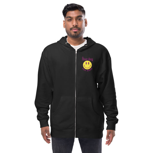 Smiley Face Nice Guy Unisex fleece zip up hoodie
